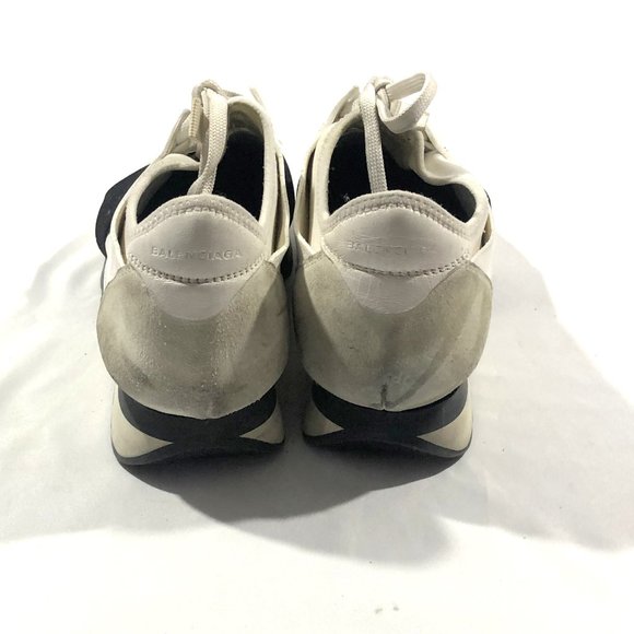 Balenciaga Race Runner White Leather Mesh Neoprene Grey Sneaker Shoes 39 Italy - Picture 6 of 11